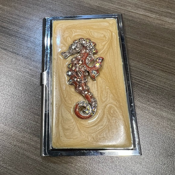 Other - Pink sea dragon metal business card holder